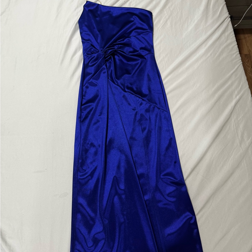 Fashion Nova Blue Strapless Gown for Prom